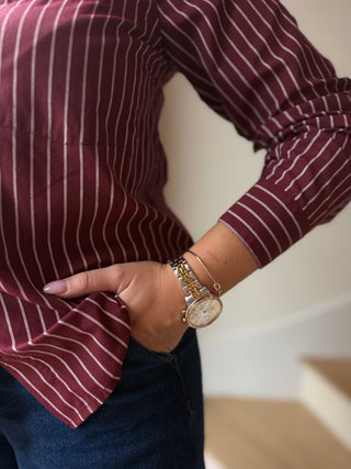 Chemise rayée bordeaux