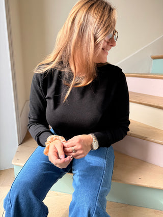 Pull col rond noir