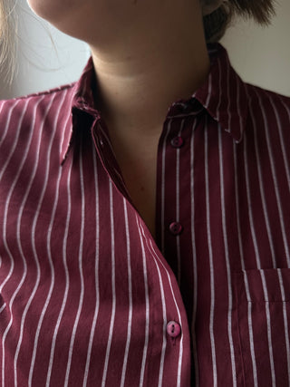 Chemise rayée bordeaux