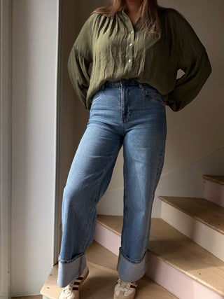 Jean WIDE LEG à revers large