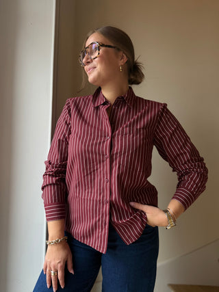 Chemise rayée bordeaux