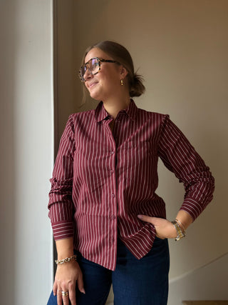 Chemise rayée bordeaux