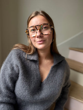 Pull en laine et mohair col polo gris