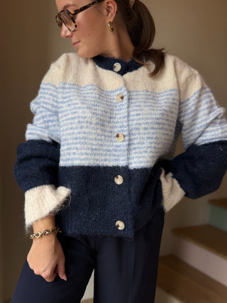 Gilet en maille bleu